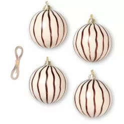 Ferm LIVING Christmas Glass Ornaments Lines - Set Of 4