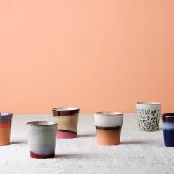 HKliving 70s Coffee Mugs (Set Of 6) -Hallway Salg hkliving kop 70s coffee mugs pluto set of 6 orion 9351986
