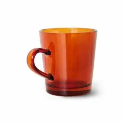 HKliving 70's Glassware - Coffee Cups (Set Of 4) -Hallway Salg hkliving kop hkliving 70 s glassware coffee cups set of 4 amber brown 6022602 scaled