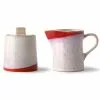 HKliving 70s Ceramics: Milk Jug & Sugar Pot -Hallway Salg hkliving skaal 70s ceramics milk sugar cream white red 1137535 scaled