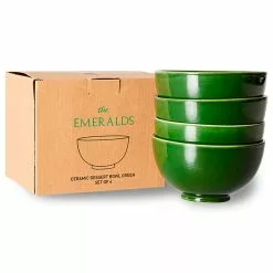HKliving The Emeralds: Ceramic Dessert Bowl (Set Of 4) -Hallway Salg hkliving skaal the emeralds ceramic mug ribbed set of 4 62bd691250867 green 2370687 scaled