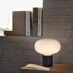 New Works Karl Johan Table Lamp -Hallway Salg new works bordlampe karl johan smoked glass black marquina 7948946 scaled
