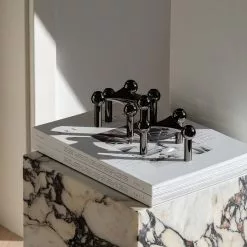 STOFF Nagel Candle Holder -Hallway Salg stoff lysestage nagelstagen sort krom saet a 3 stk 4142187 scaled