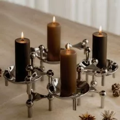 STOFF Nagel Candle Holder -Hallway Salg stoff lysestage nagelstagen sort krom saet a 3 stk 8106360 scaled